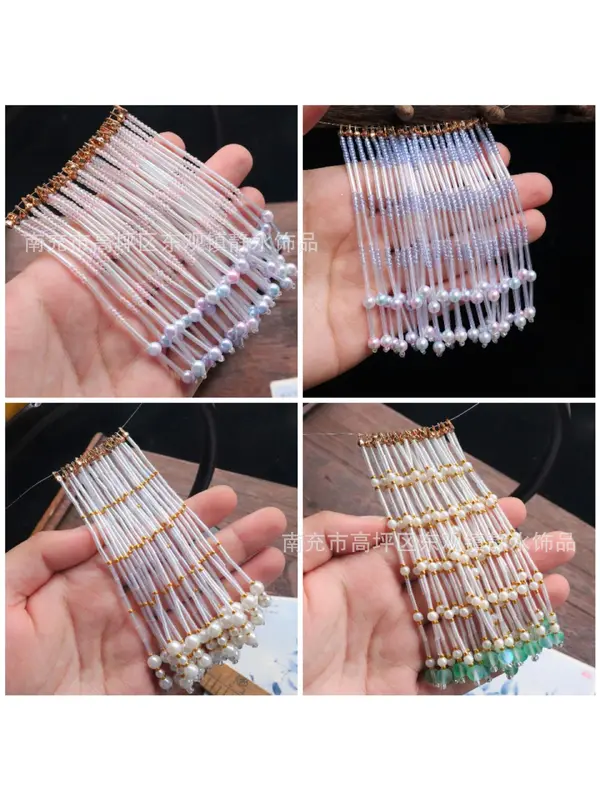Цепь из бусин-рис с кисточкой и золотой пряжкой для DIY